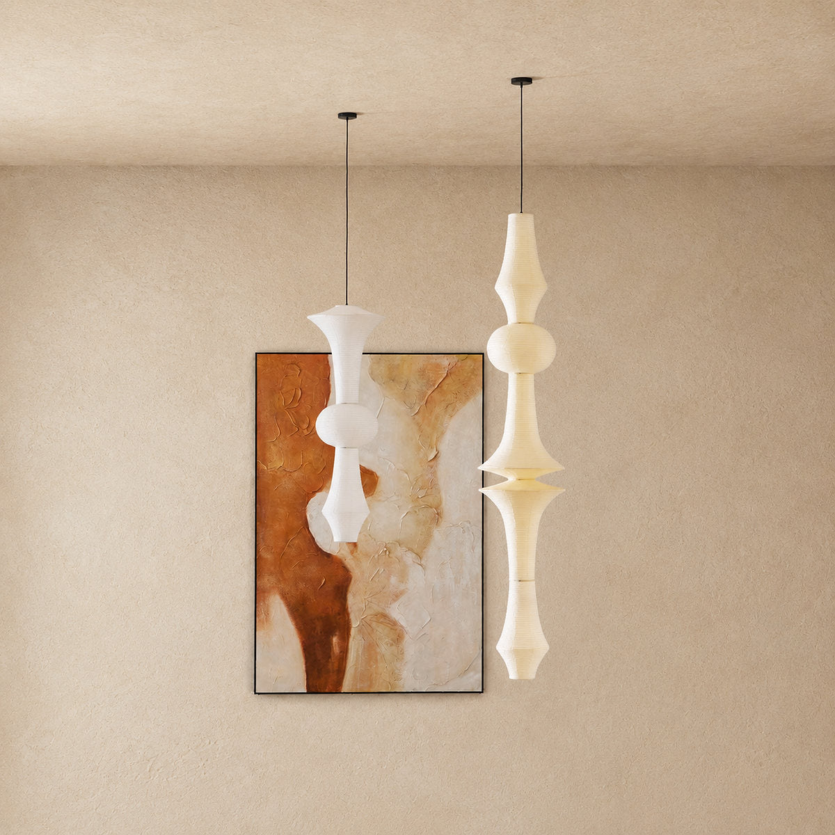 Sculptural Tiered Pendant Light 3 Bulbs