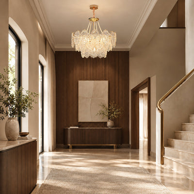 Gold Glass Drop Chandelier