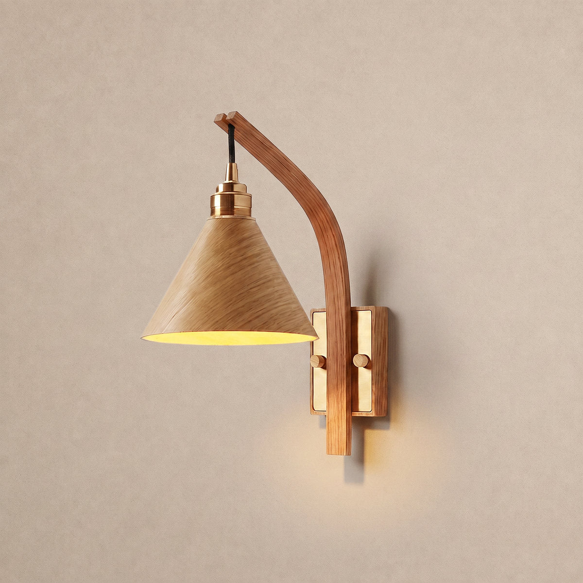Camber Arc Wall Lamp, 6.7-Inch x H 13.0-Inch, Walnut & Wood for Living Room