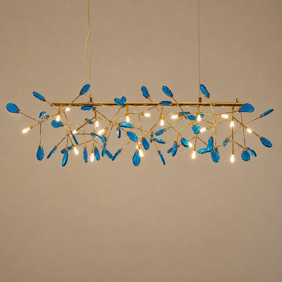 Rose Gold Chandelier with Natural Stone Slices