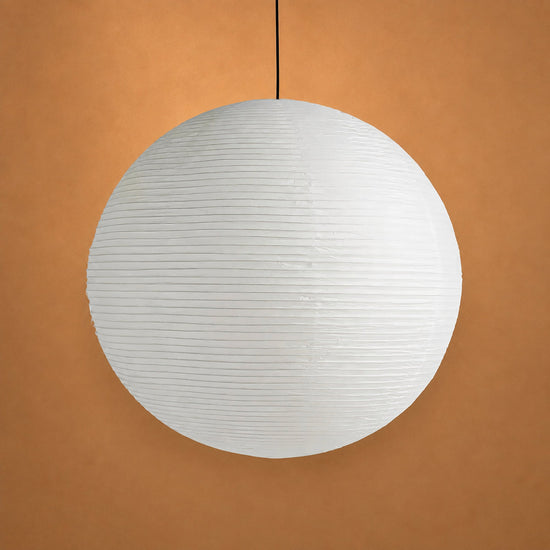 Round Sculptural Bamboo Pendant Light Warm Light for Dining Room & Bedroom
