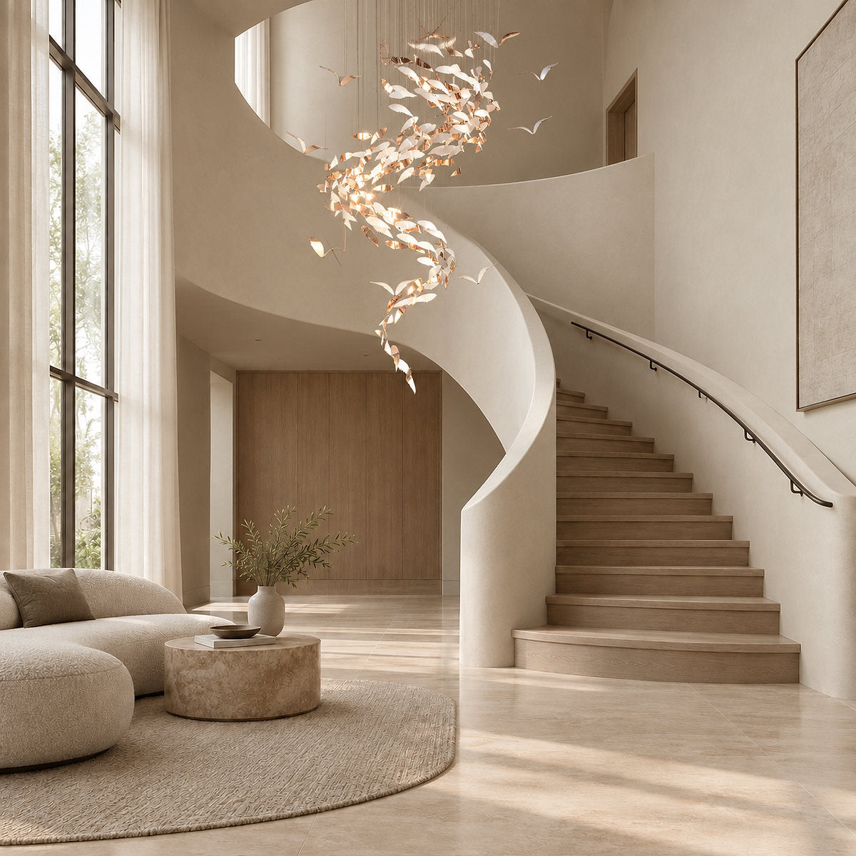 Tricolordeer Layered Glass Round LED Chandelier