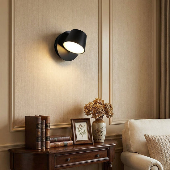 Angle Adjustable Plug-in Wall Lamp, 4.7~15-Inch x H 4.7~3.9-Inch, Black, Warm Light & US Plug for Bedroom & Living Room