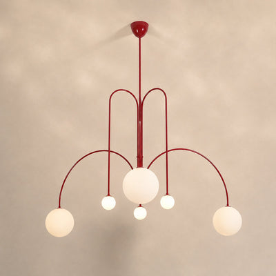 Sculptural Multi-Head Nickel and Glass Chandelier