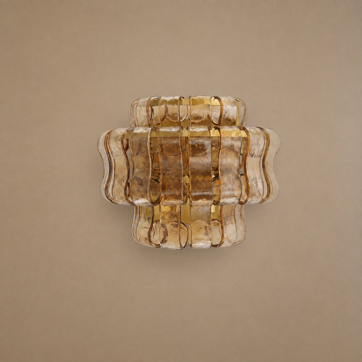 Tricolordeer Amber Glass Ribbon Wall Sconce