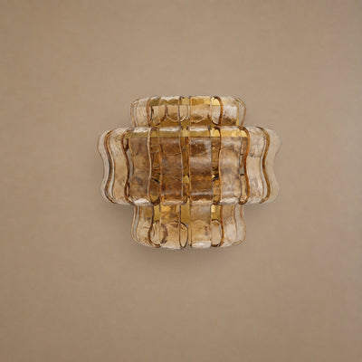 Tricolordeer Amber Glass Ribbon Wall Sconce