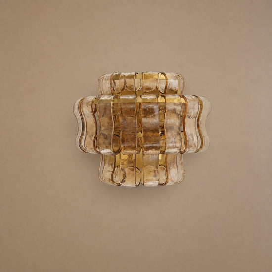 Tricolordeer Amber Glass Ribbon Wall Sconce