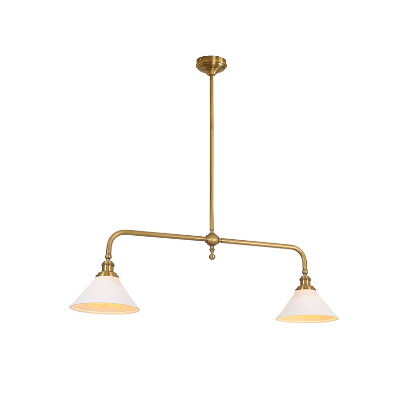 2-Light Linear Brass Pendant Lamp