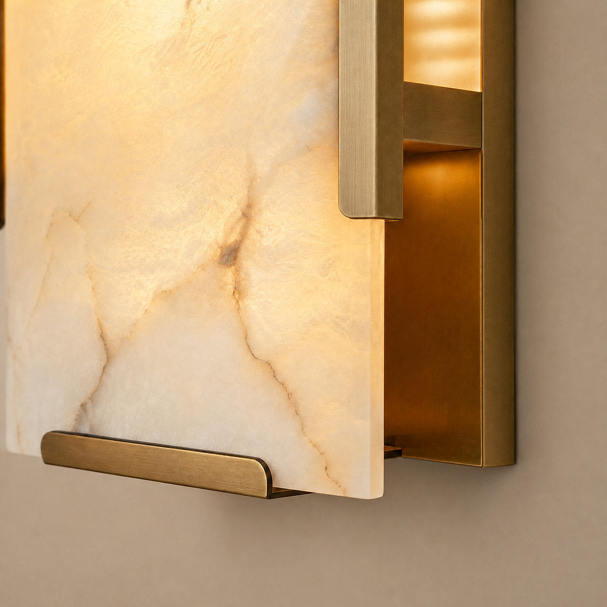 Contemporary Brass Alabaster Wall Sconce