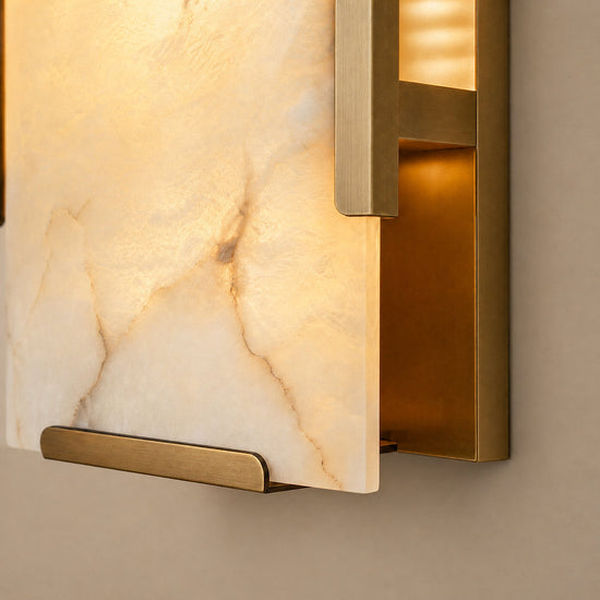 Contemporary Brass Alabaster Wall Sconce