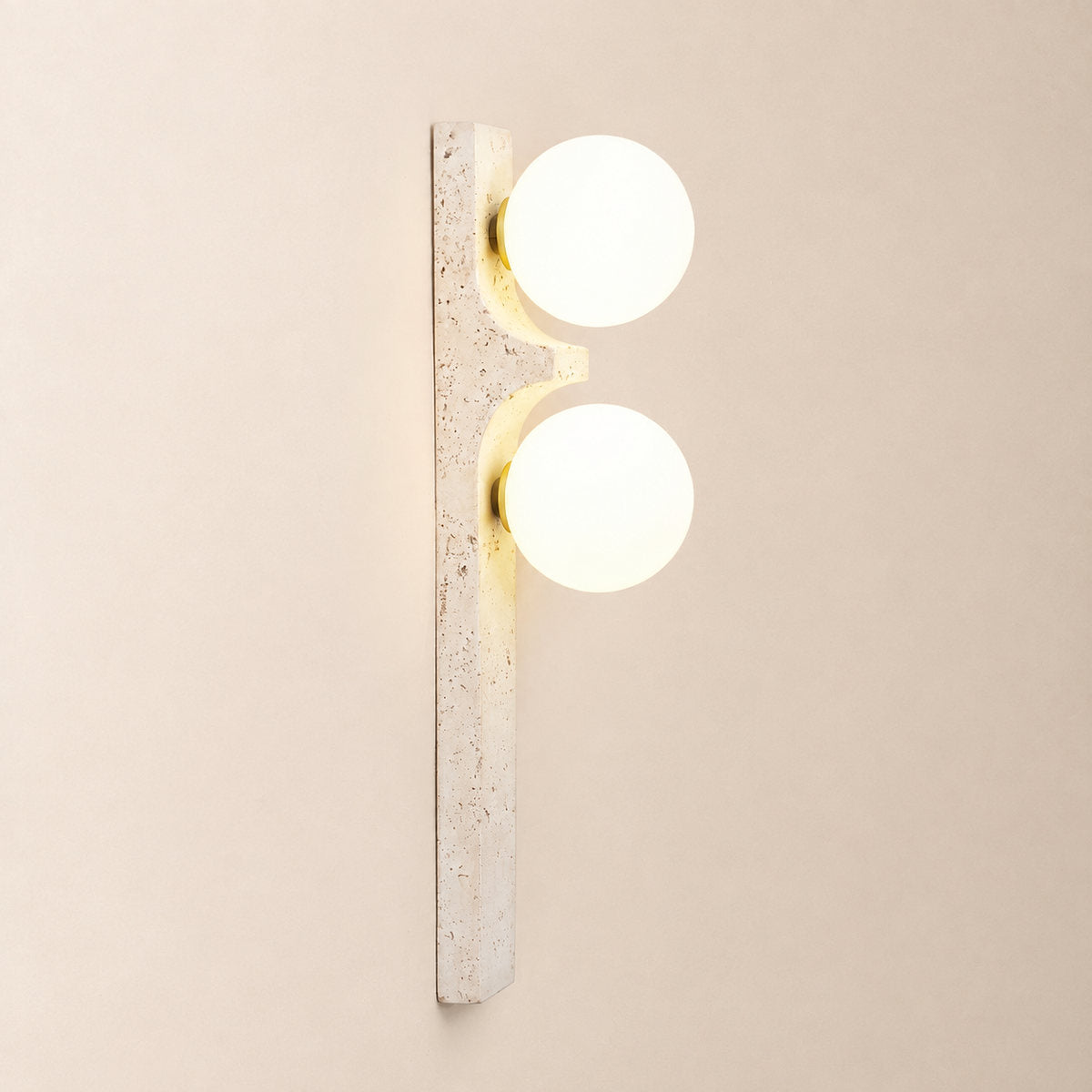 Asymmetrical Travertine Wall Lamp, 2.3-Inch x H 19.7-Inch, Yellow Travertine for Living Room & Dining Room