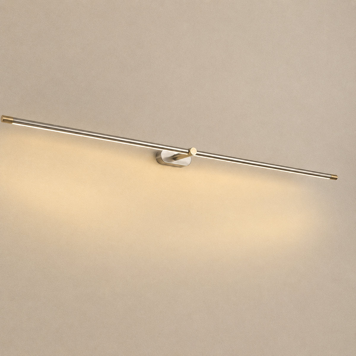 Minimalist Linear Rechargeable Wall Lamp, L 27~50-Inch x H 2-Inch, Gold, Three-Color Light & USB Charging for Bedroom & Living Room