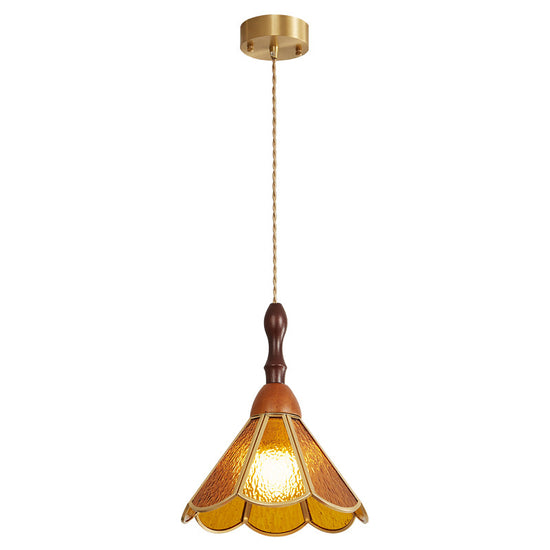 Artisan Glass and Wood Pendant Lamp for Dining Room & Living Room