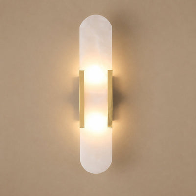Oblong Alabaster Wall Lamp, 3.9-Inch x H 13.8~19.7-Inch, Black for Living Room & Dining Room