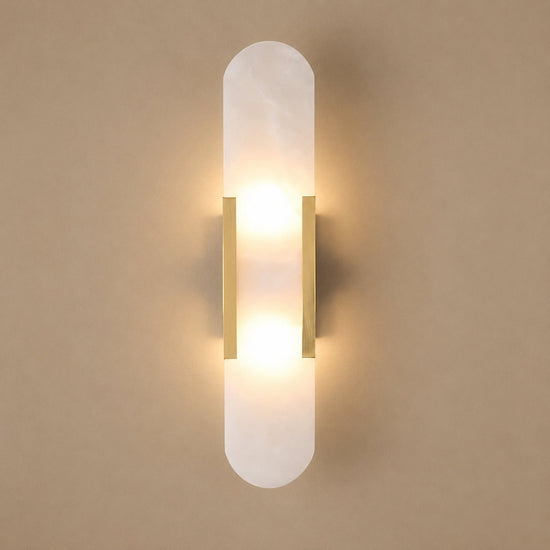 Oblong Alabaster Wall Lamp, 3.9-Inch x H 13.8~19.7-Inch, Black for Living Room & Dining Room