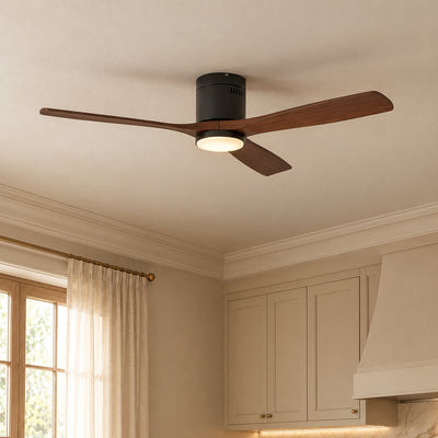 Low-Profile Flush Mount Ceiling Fan with LED Disc Light