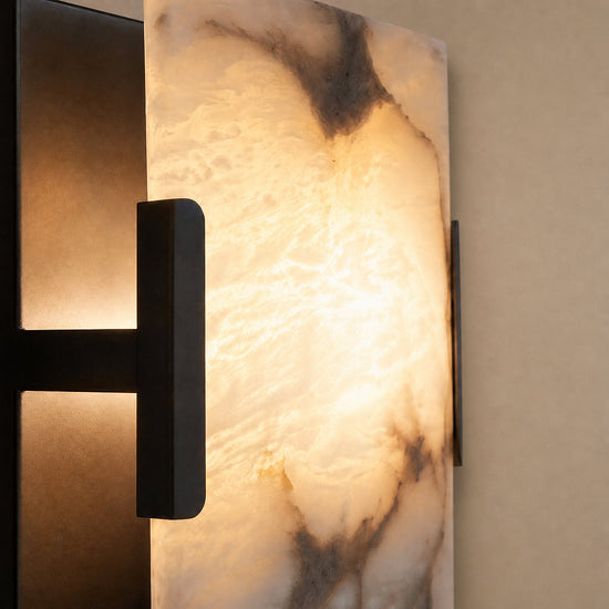 Contemporary Brass Alabaster Wall Sconce