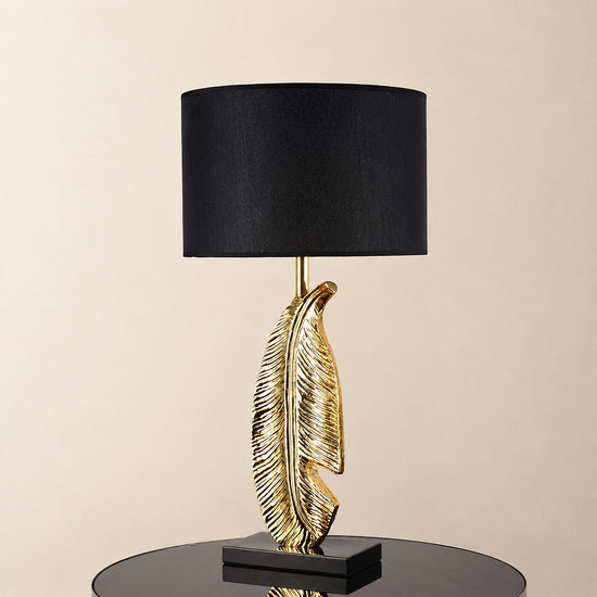 Tricolordeer Sculptural Gold Feather Table Lamp