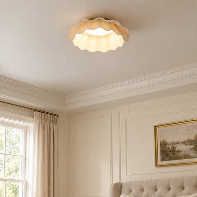 Tricolordeer Pleated Brass Flush Mount Ceiling Lamp