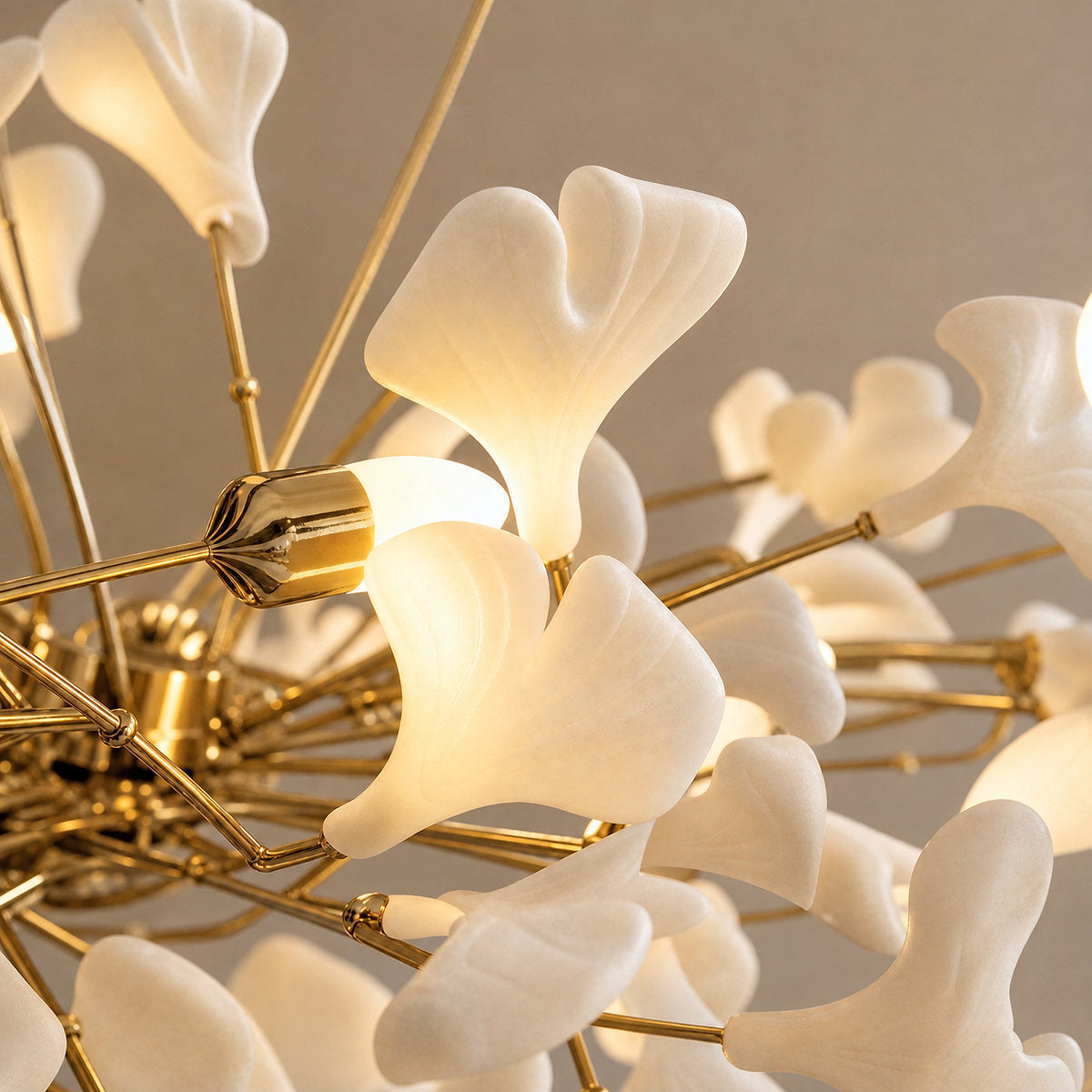 Linear Ginkgo Chandelier – Ceramic-Like Matte Finish