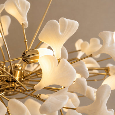 Linear Ginkgo Chandelier – Ceramic-Like Matte Finish
