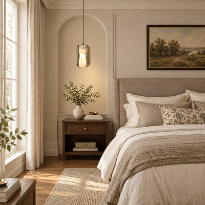 Cylinder Pendant Light in Alabaster and Glass