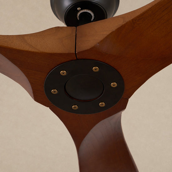 Aero Breeze Ceiling Fan Light, 42~52-Inch x H 13.8-Inch, Walnut Wood & Black for Living Room