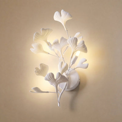 Gingko Wall Lamp, 13.8~15.7-Inch x H 19.7~23.6-Inch, Gold & White for Living Room
