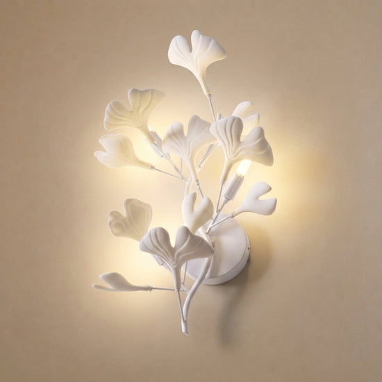 Gingko Wall Lamp, 13.8~15.7-Inch x H 19.7~23.6-Inch, Gold & White for Living Room