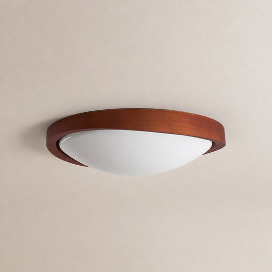 Walnut Curved Edge Ceiling Light, 17.7-Inch x H 2.8-Inch, Model A: Walnut Wood Grain Hydrographics, Warm Light for Living Room & Bedroom