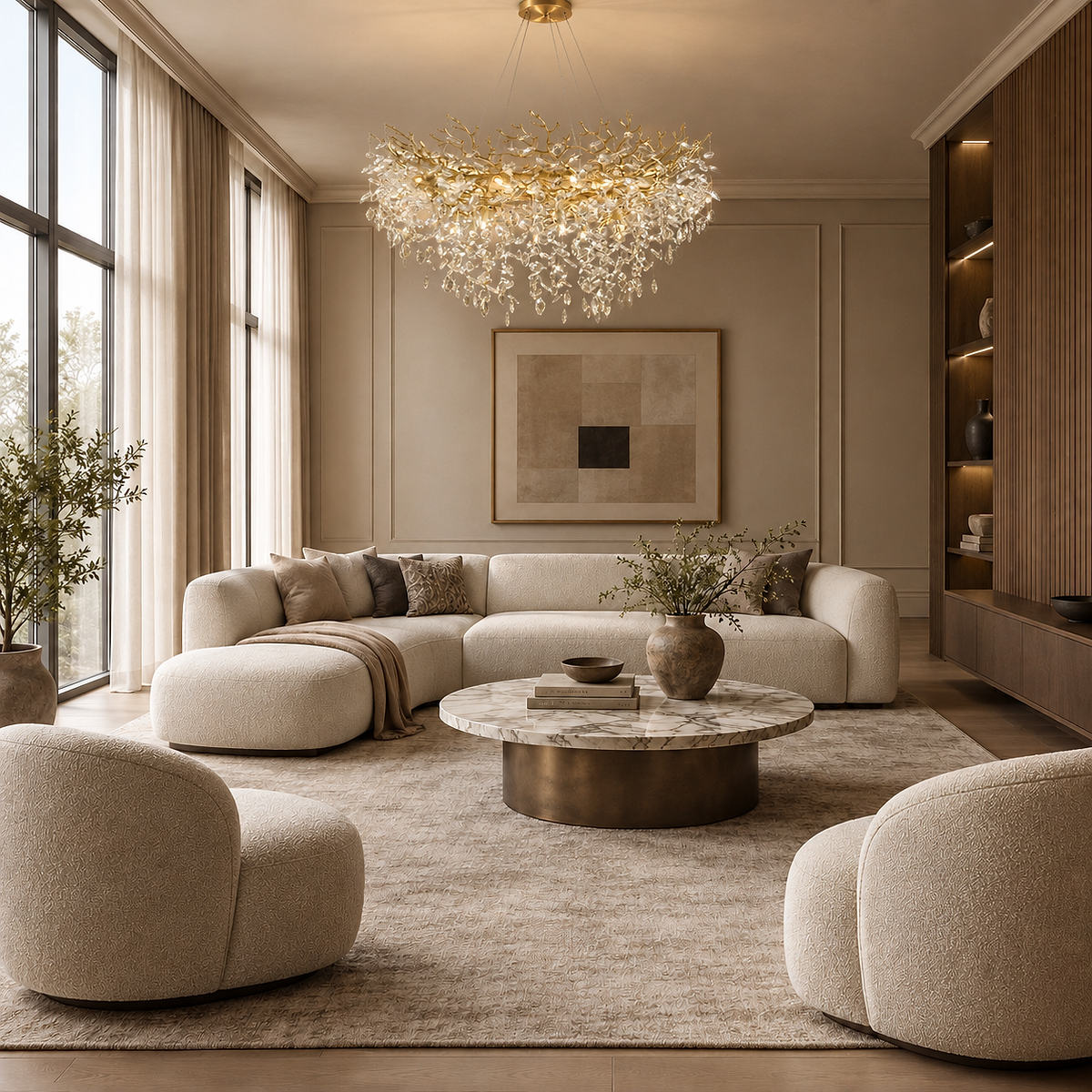 Tricolordeer Gold Branch Round Chandelier