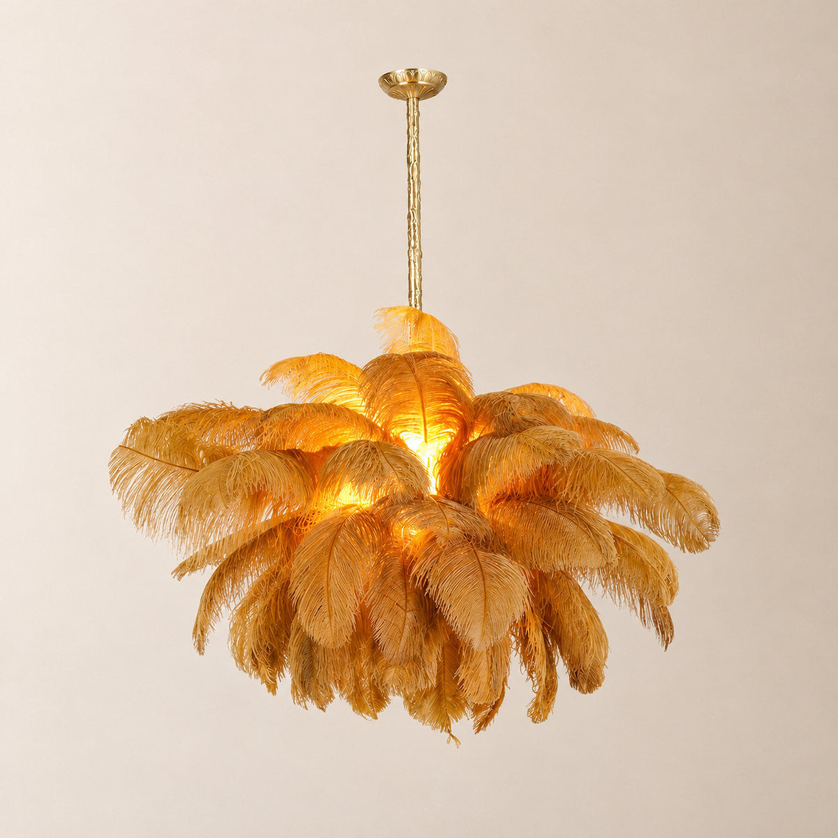 Tricolordeer Layered Plume Brass Chandelier