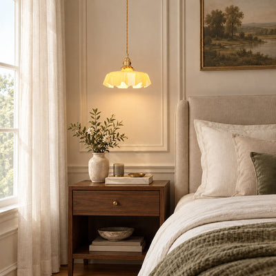 Pleated Glass Dome Swag Pendant Light
