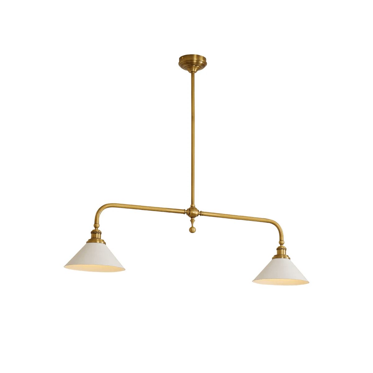 2-Light Linear Brass Pendant Lamp