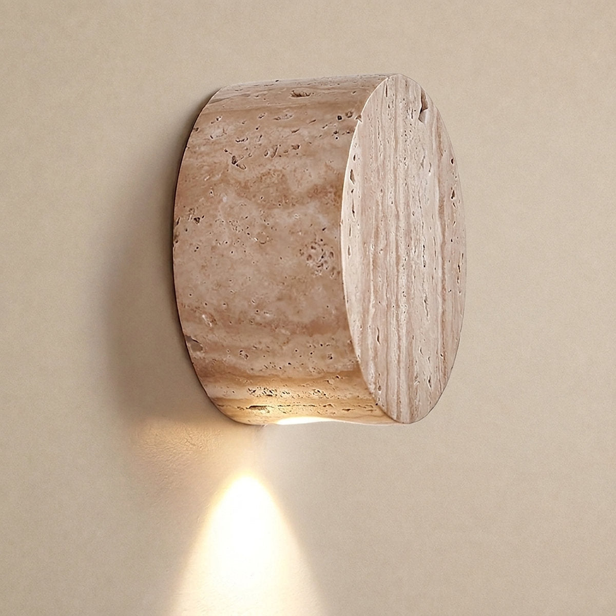 Caelan Travertine Wall Lamp, 3.9-Inch x H 3.9-Inch, Yellow Travertine for Living Room & Dining Room