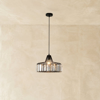 Round Crystal Drum Pendant Light for Dining Room & Living Room