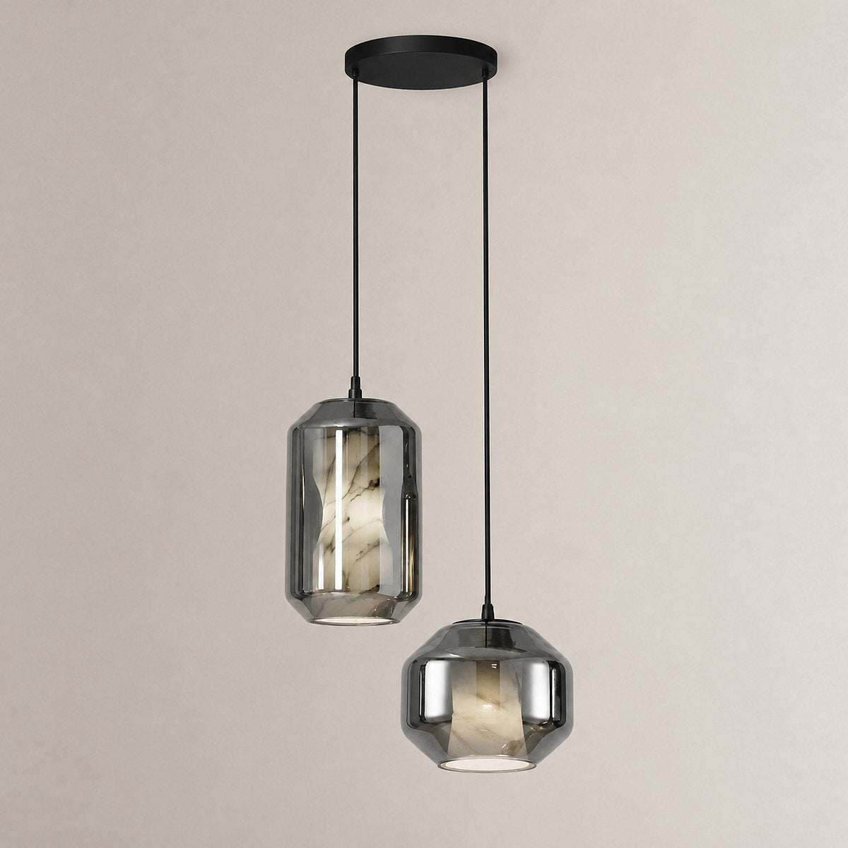 Cylinder Pendant Light in Alabaster and Glass