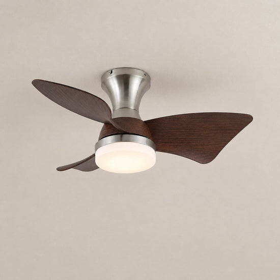 Breeze Lux Ceiling Fan Light, 21.7-Inch x H 10.2-Inch, Gold & Walnut Wood Grain, Three-Color Light for Living Room