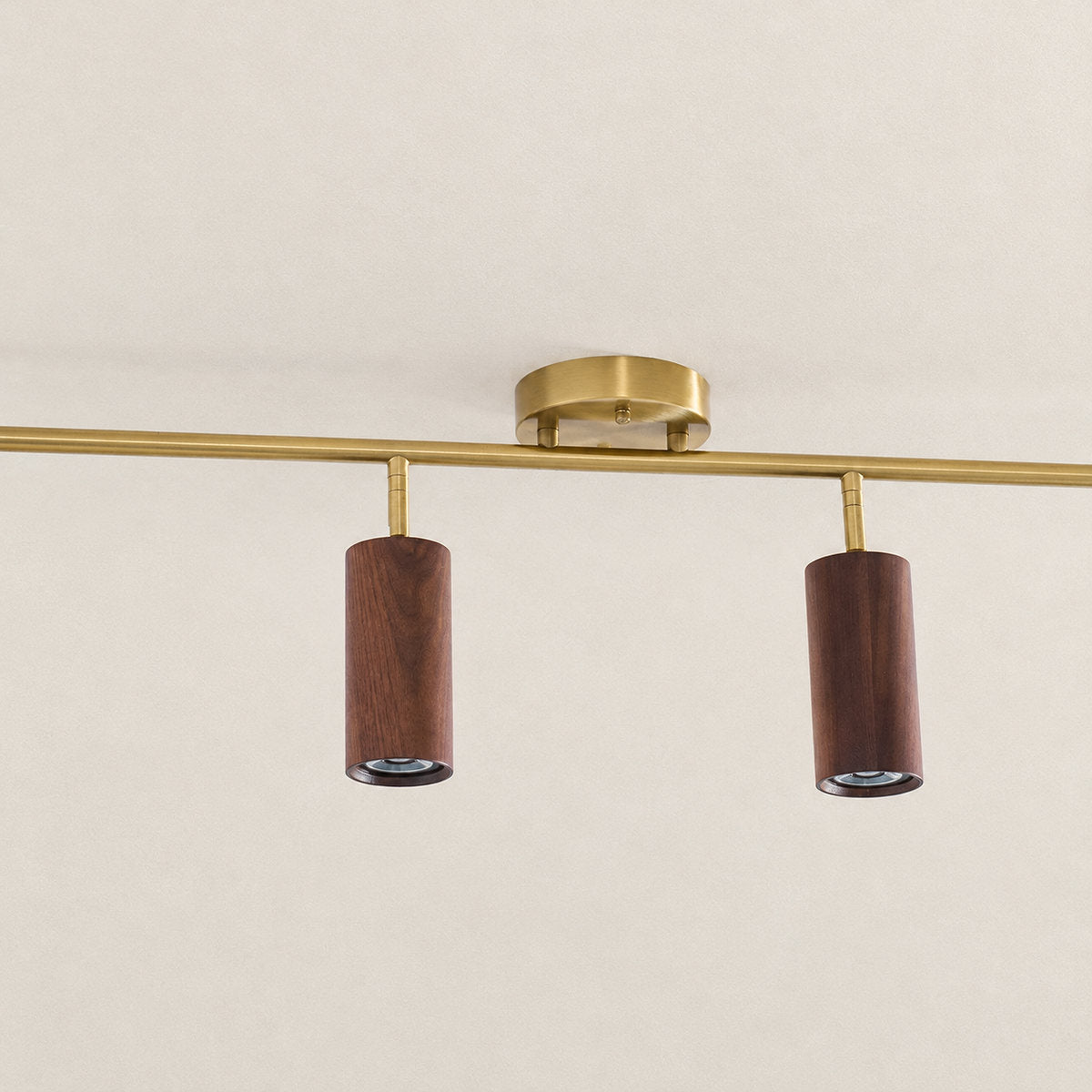 Tricolordeer Gold Brass Ceiling Light: Walnut Wood, 1–4 Heads