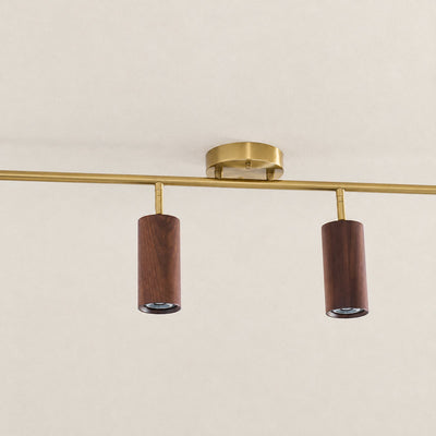 Tricolordeer Gold Brass Ceiling Light: Walnut Wood, 1–4 Heads