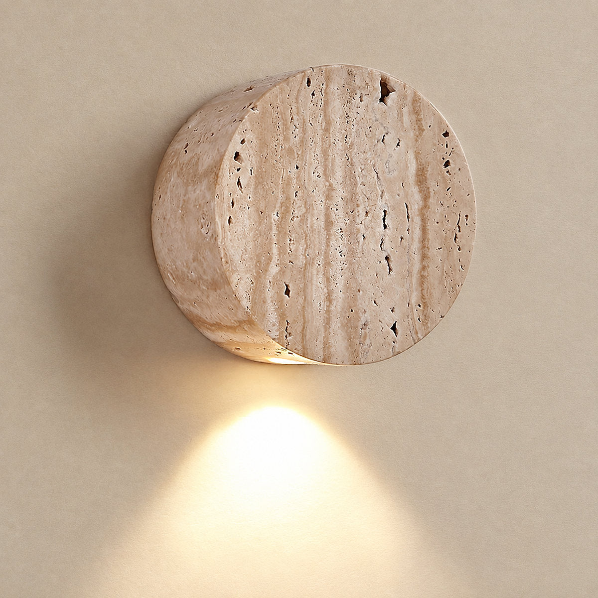 Caelan Travertine Wall Lamp, 3.9-Inch x H 3.9-Inch, Yellow Travertine for Living Room & Dining Room
