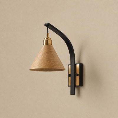 Camber Arc Wall Lamp, 6.7-Inch x H 13.0-Inch, Walnut & Wood for Living Room