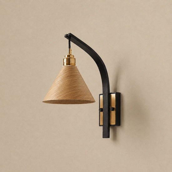 Camber Arc Wall Lamp, 6.7-Inch x H 13.0-Inch, Walnut & Wood for Living Room