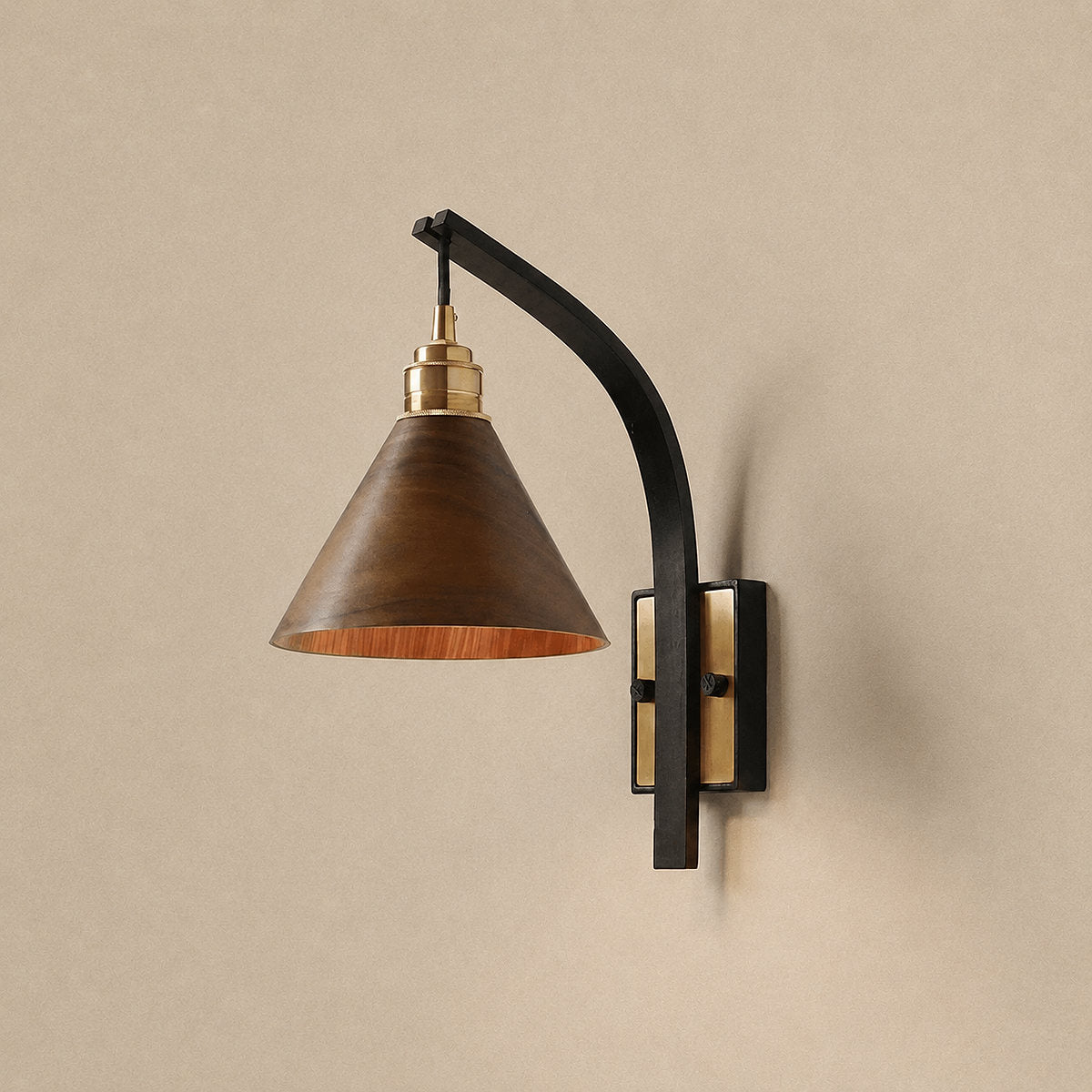 Camber Arc Wall Lamp, 6.7-Inch x H 13.0-Inch, Walnut & Wood for Living Room