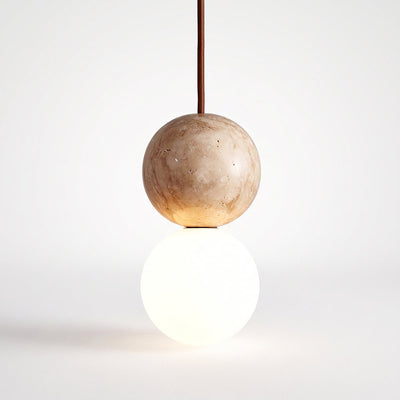 Camille Travertine Pendant Light,1 Light-11 Lights Yellow Travertine & White for Dining Room & Living Room