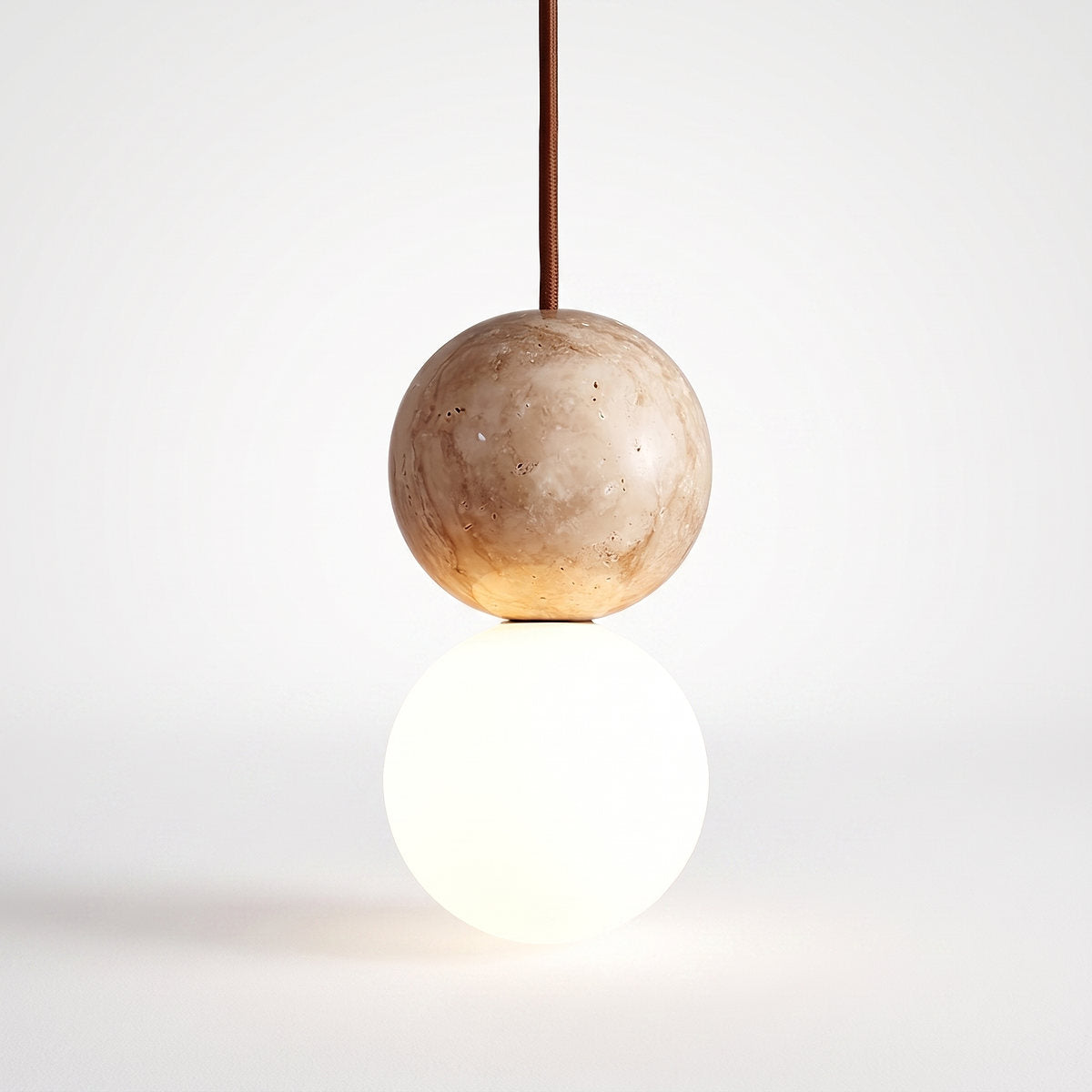 Camille Travertine Pendant Light,1 Light-11 Lights Yellow Travertine & White for Dining Room & Living Room
