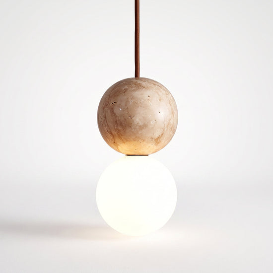Camille Travertine Pendant Light,1 Light-11 Lights Yellow Travertine & White for Dining Room & Living Room