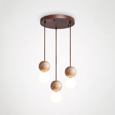 Camille Travertine Pendant Light,1 Light-11 Lights Yellow Travertine & White for Dining Room & Living Room