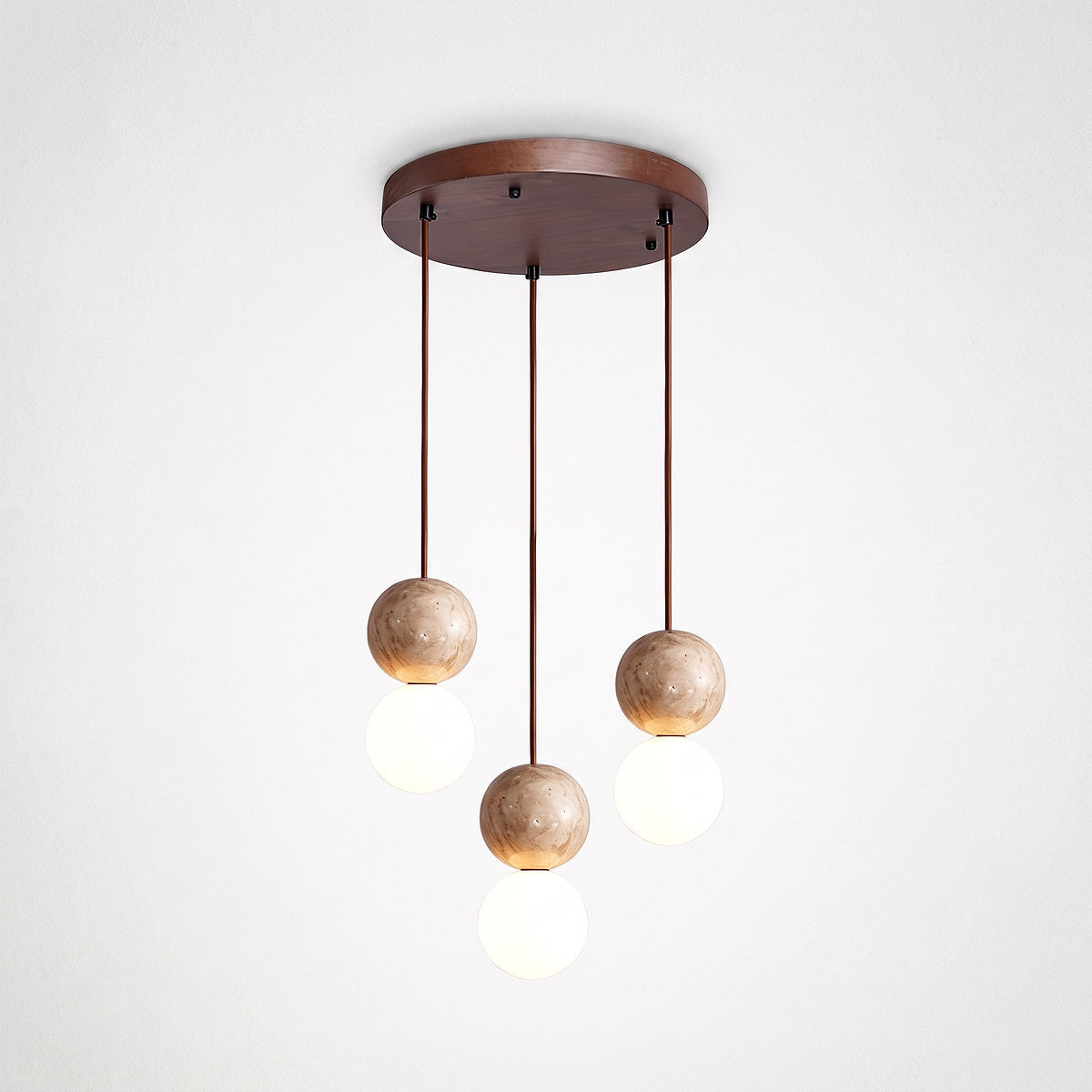 Camille Travertine Pendant Light,1 Light-11 Lights Yellow Travertine & White for Dining Room & Living Room