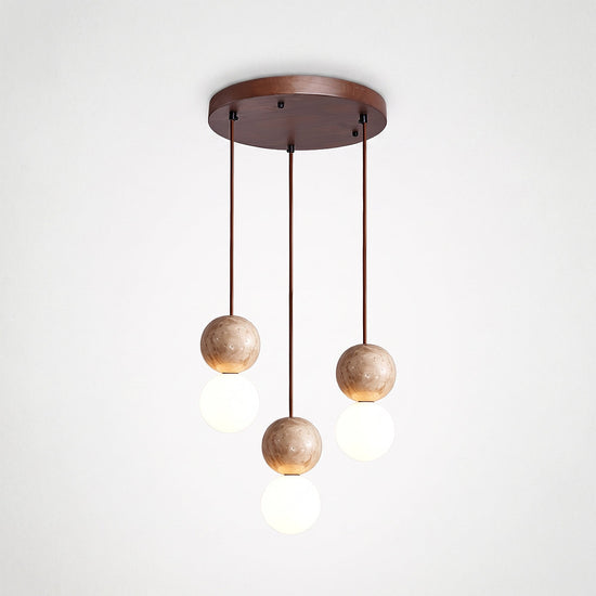 Camille Travertine Pendant Light,1 Light-11 Lights Yellow Travertine & White for Dining Room & Living Room